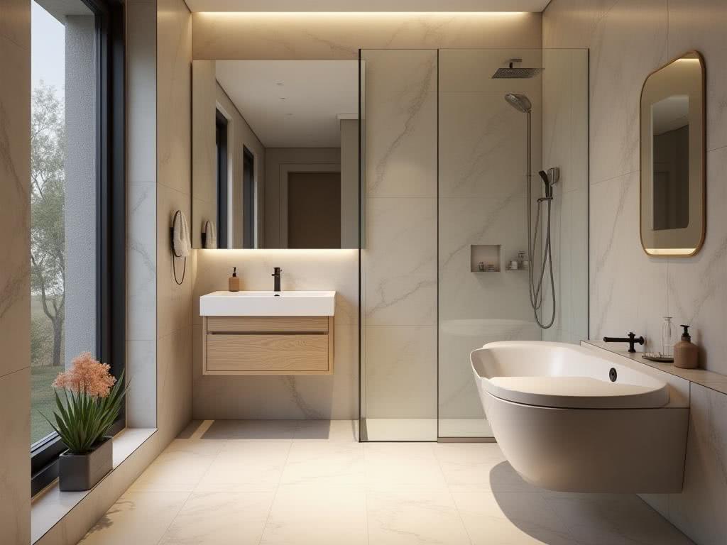 Modern bathroom interior with stylish sanitary ware